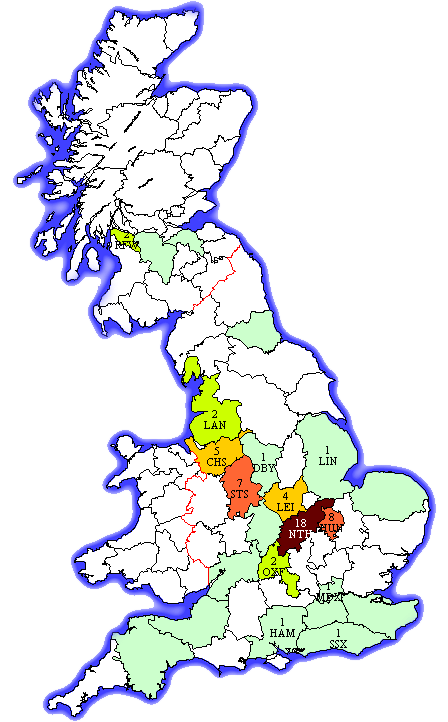 Cumberbatch Surname Distribution Map - 1881