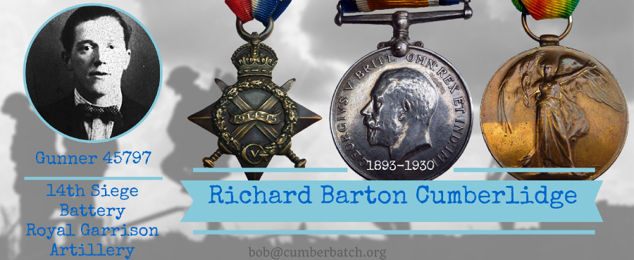 Richard Barton Cumberlidge Gunner Royal Garrison Artillery
