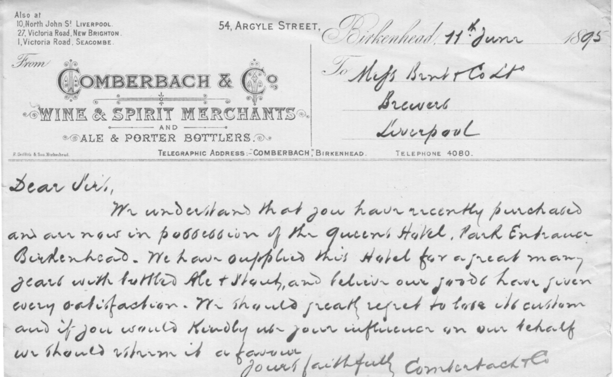 Cumberbatch Family History - Comberbach & Co Letter
