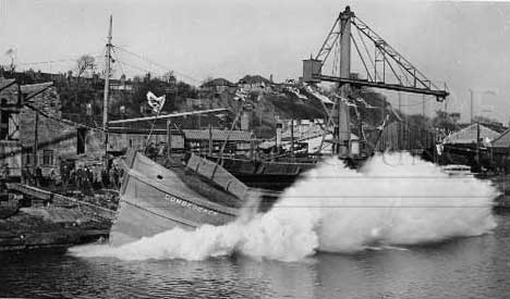 Cumberbatch Family History - MV Comberbach being launched