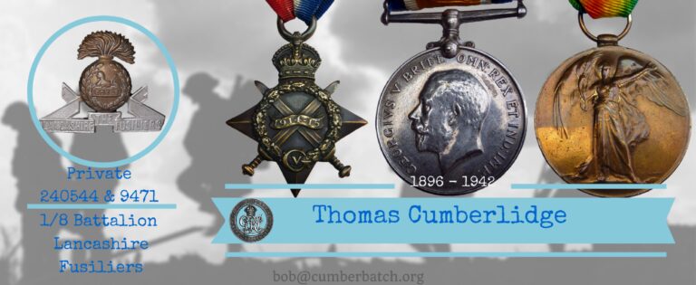 Thomas Leonard Barton Cumberlidge Private Lancashire Fusiliers